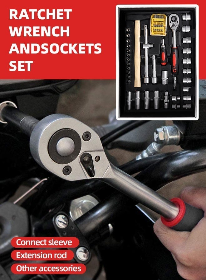 ALongDeng 139 Pcs Home Repair Tool Kit with Toolbox Storage Case Complete Tool Set with Screwdriver Hammer Tools for Household Auto Apartment Garage Maintenance DIY Projects - Image 3